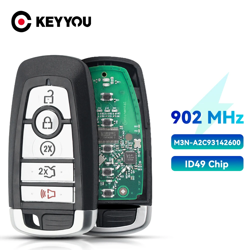 

KEYYOU автомобильный пульт дистанционного управления для Ford Edge Fusion registration Explorer Mustang M3N-A2C93142600 ID49 Chip 902MHz Keyless Go