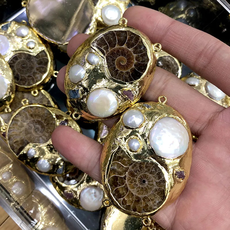 Большой размер натуральный жемчуг в виде хризантемы 3 отверстия подвеска с