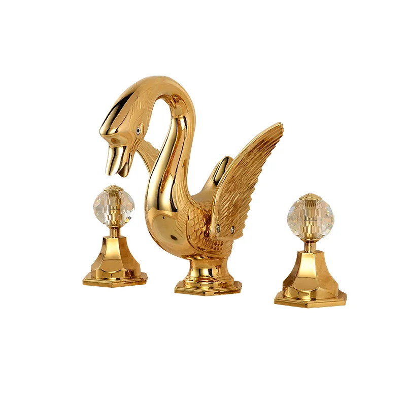 

American style washbasin three hole faucet, cold and hot washbasin basin basin, antique gold faucet