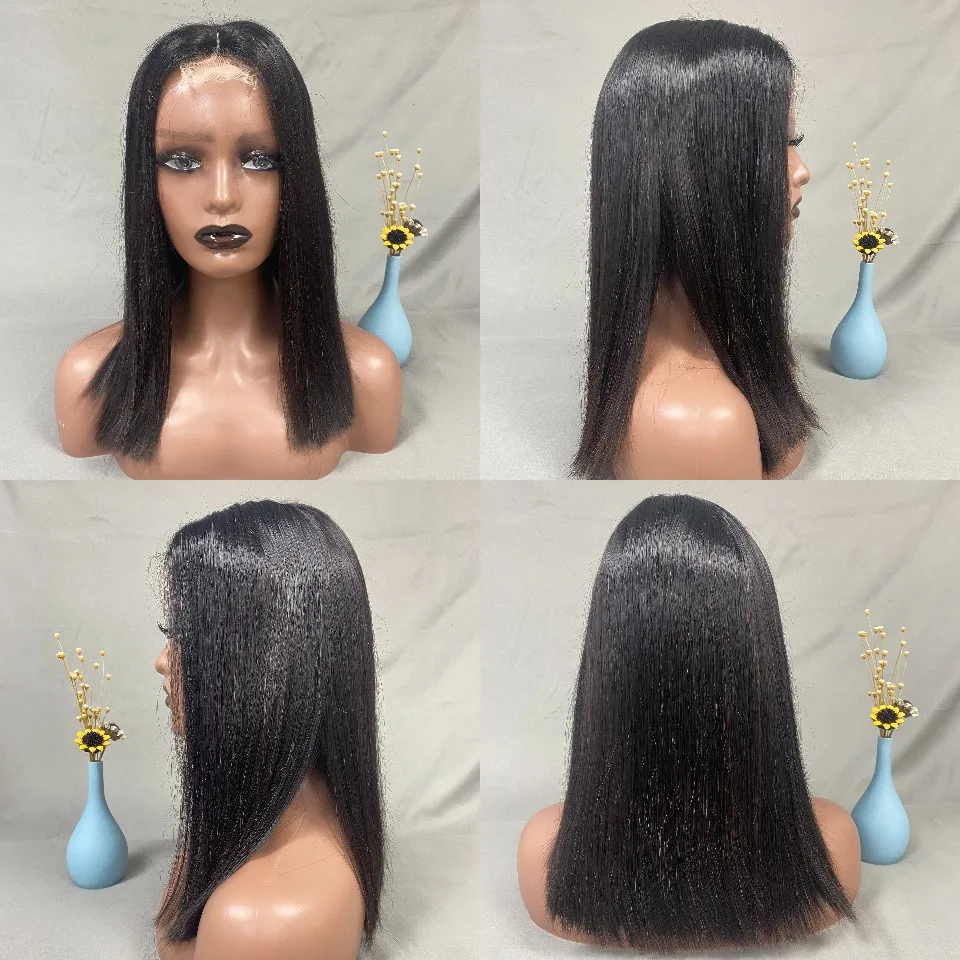 16-дюймовые парики из натуральных волос 2x6 HD прозрачные кружевные передние