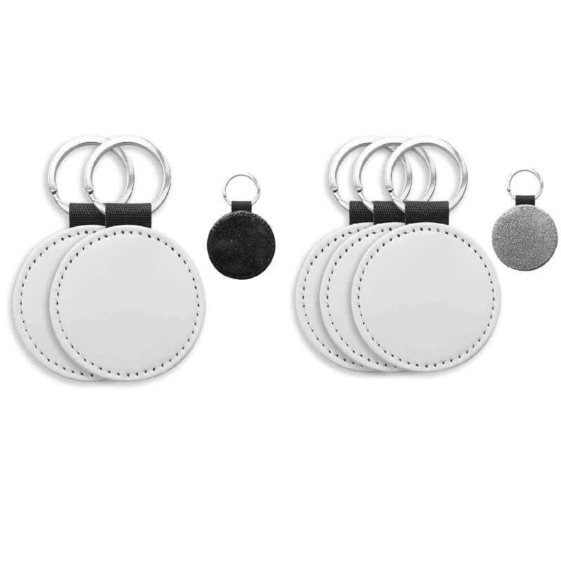 

20 Pack Sublimation Blanks Keychain Glitter PU Leather Keychain DIY Heat Transfer Keyring (Black Round & Silver Round)