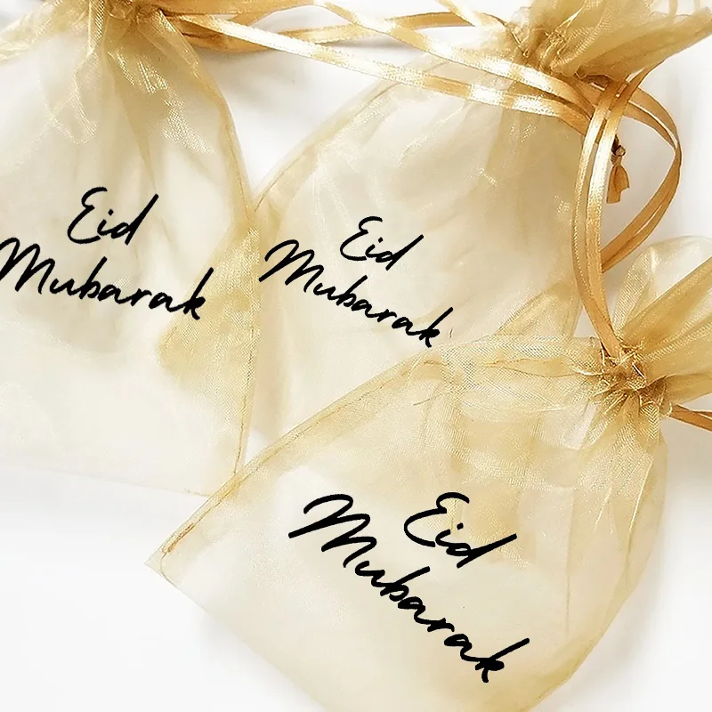 

10pcs gold Eid Mubarak candy gift present bags Muslim Islamic Ramadan Kareem Holiday Party al Adha Fitr Iftar decoration favor