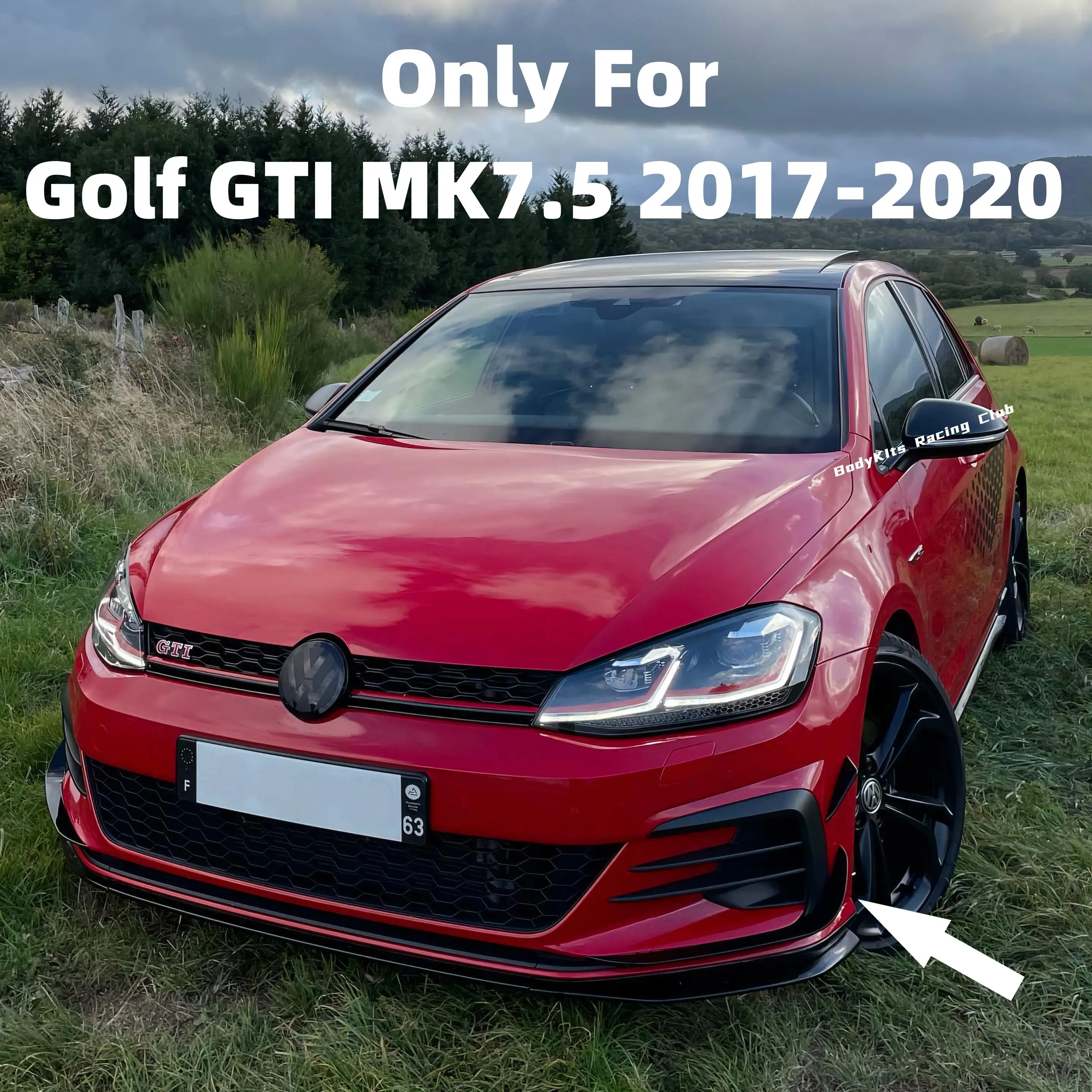 

Глянцевый черный передний бампер RevoZport Style Aero Kit Canard Wings для Volkswagen Golf 7.5 GTI GTD R R-line 2017-2020