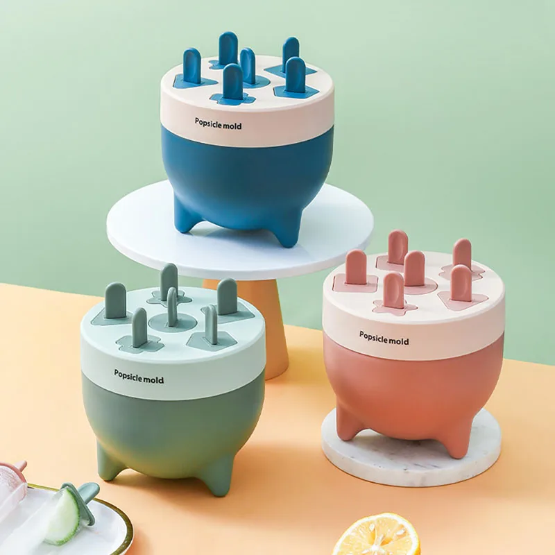 

Silicone Ice Cream Mold DIY Homemade Popsicle Moulds Freezer 4 Cell Small Size Ice Cube Tray Popsicle Barrel Makers Baking Tools