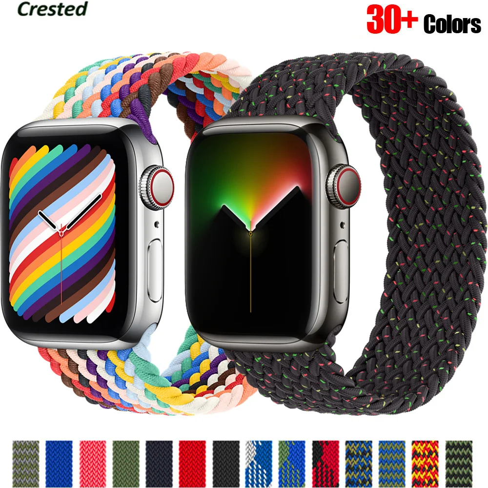 

Strap For Apple Watch band 44mm 40mm 45mm 41mm 42mm 38mm 45 mm Elastic braided solo loop correa iWatch serie 3 5 SE 6 7 Bracelet