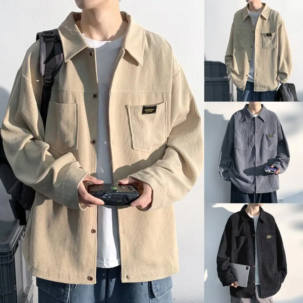 

Men's Corduroy Long Sleeve Shirts Autumn Korean Shirt Men Fashion Casual Solid Color Shirt Coat Quality Clothing 2023