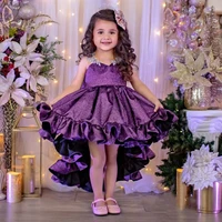purple backless flower girl dress birthday first communion wedding party dresses costumes custom made drop shipping