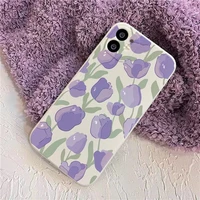 cute tulip flowers phone case for iphone 11 pro max 12 mini 13 camera protection shockproof cover for iphone xr x xs 6s 7 8 plus