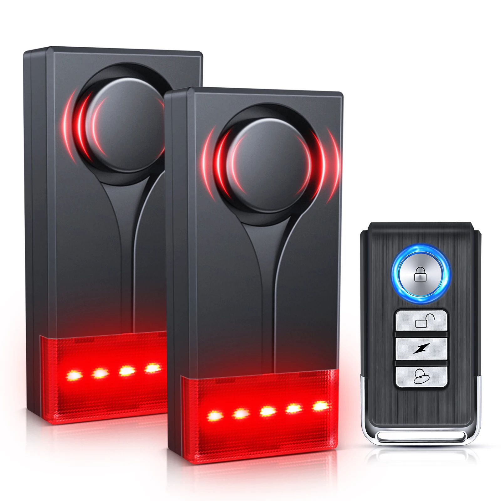 Awapow Автомобильная противоугонная вибрационная сигнализация с подсветкой Беспроводная сигнализация для дверей и окон 108 дБ с дистанционным управлением Система домашней безопасности