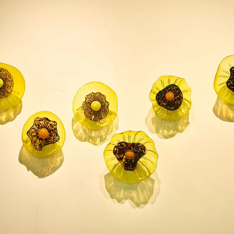 

Yellow Glass Plates Wall Lamps Art Light Lighting Murano Glass Abstract Wall Sconce Plates for Home Hotel Decoration