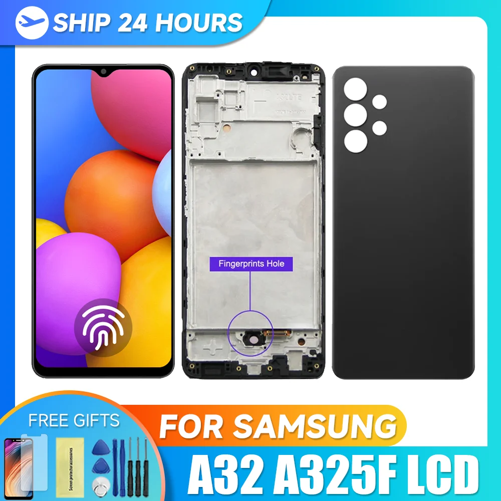 A32 A325F A325F/DS Diaplsy экран с отпечатками пальцев для Samsung Galaxy ЖК-дисплей цифровой