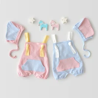 infant jumpsuit summer new men and women baby overalls cute elephant ears hat two piece set