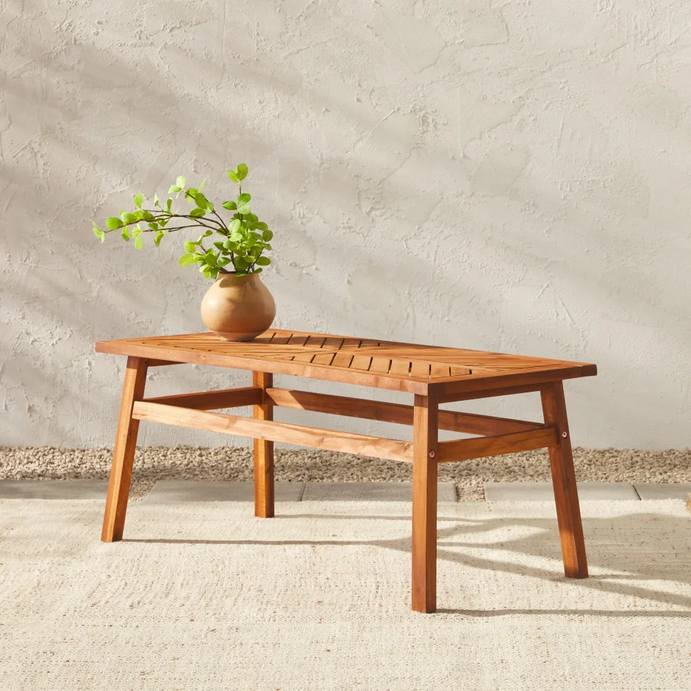 

Деревянный уличный журнальный столик с шевронным дизайном, коричневый, мебель, мебель для гостиной, простой и современный журнальный столик, деревянный