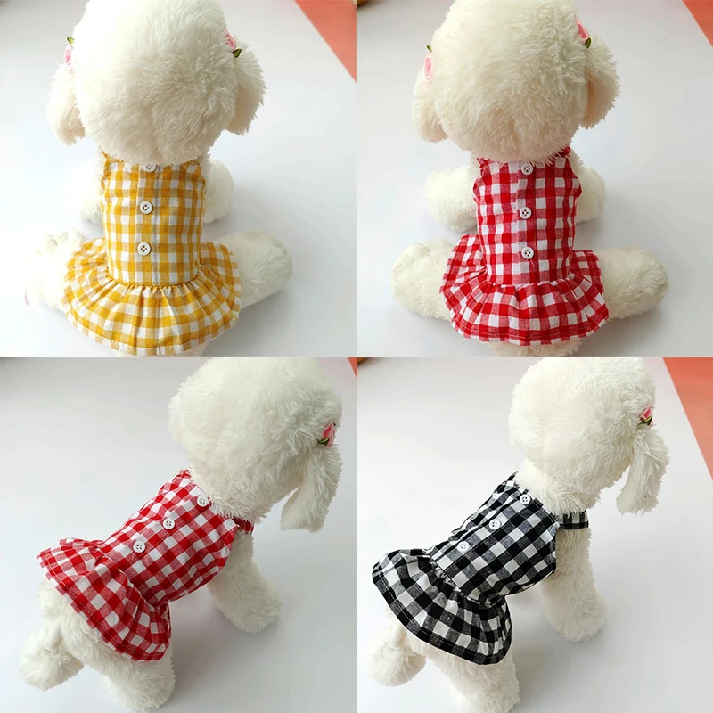 

Plaid Suspender Skirt Pet Skirt Dog Skirt Suspender Pet Supplies Universal Comfortable Thin Cute Plaid Summer Cooling