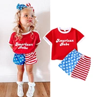 independence day baby girls 2pcs clothes sets 0 24m letter short sleeve t shirtsstriped star shorts