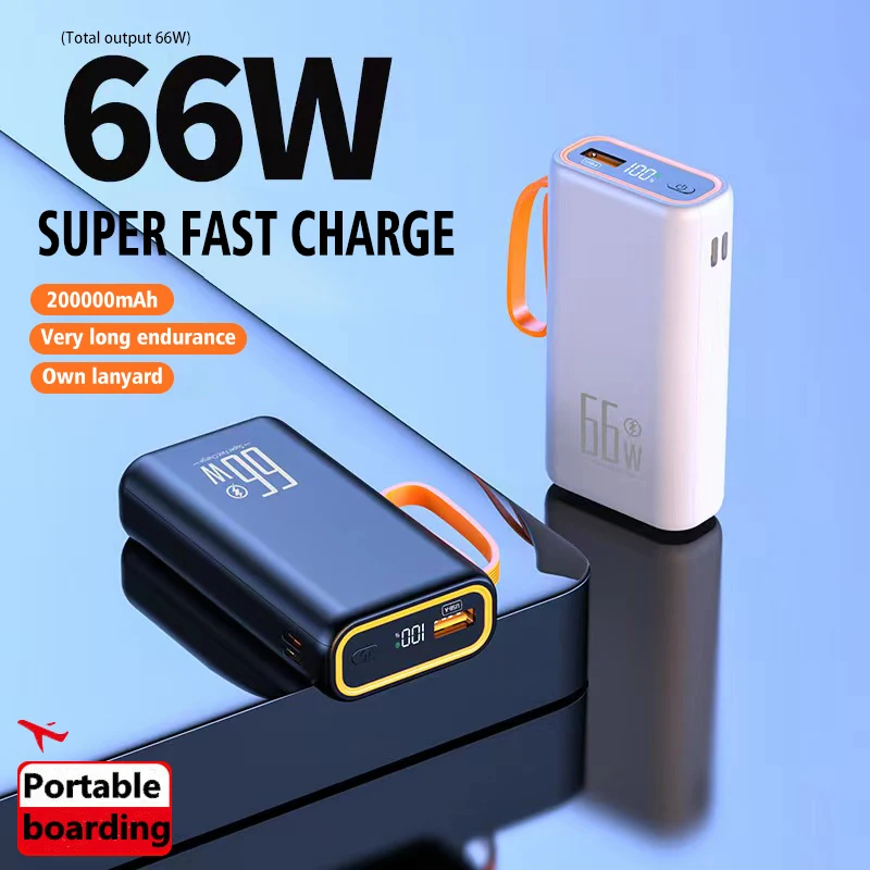 

66W Mini Super Fast Charging 200000mAh Power Bank External Battery for iPhone Huawei P40 Portable External Battery Charger