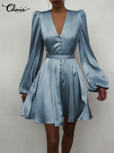 Vestidos Celmia-vestido de seda de satén para mujer...