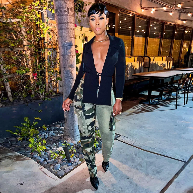 Модные камуфляжные брюки-карго Y2K с карманами боди для женщин осень-весна 2022