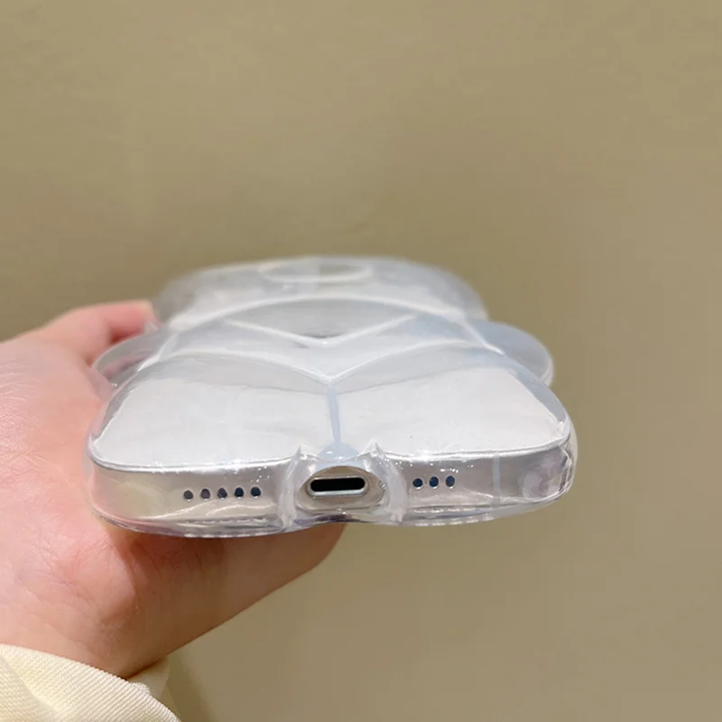 INS Japan Cute 3D Love Heart Bear Transparent Phone Case For iPhone 14 13 Pro Max 12 11 X XR XS Silicone Soft Protective Cover