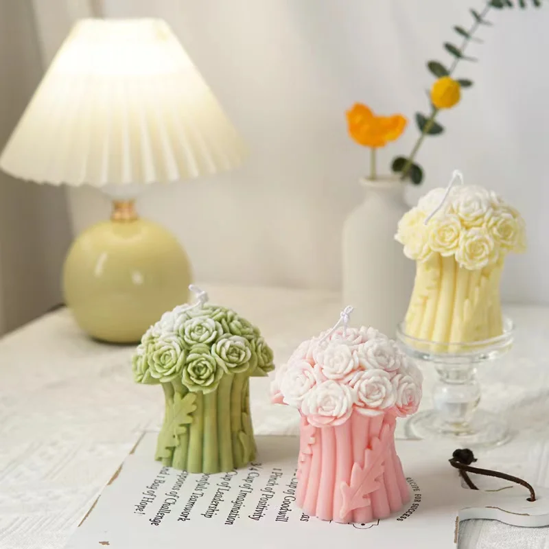 

Silicone mold for bouquet candles Bedroom Aromatherapy candle decoration mold Hand holding flower rose mold