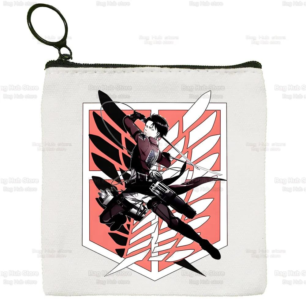 Attack on Titan Shingeki No Kyojin Liberty Eren Levi Canvas Coin Purse Storage Pouch Canvas Bag  New Coin Bag Key Coin Purse