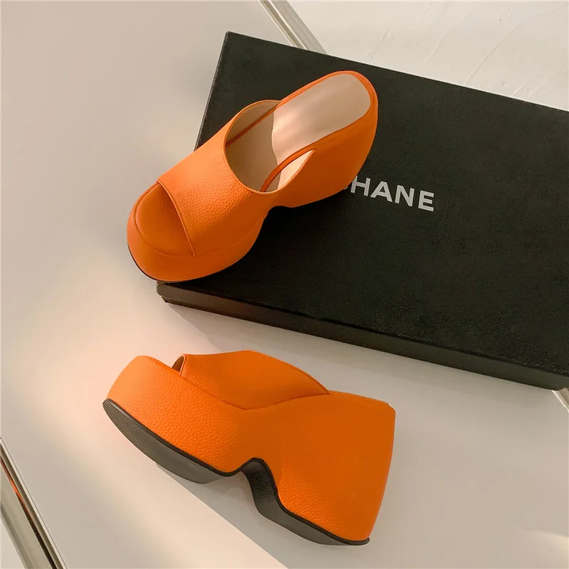 Outside Slippers Women 2023 Summer New Fashion Open Toe Platform Wedges High Heel Mules consice Sandals Shoes