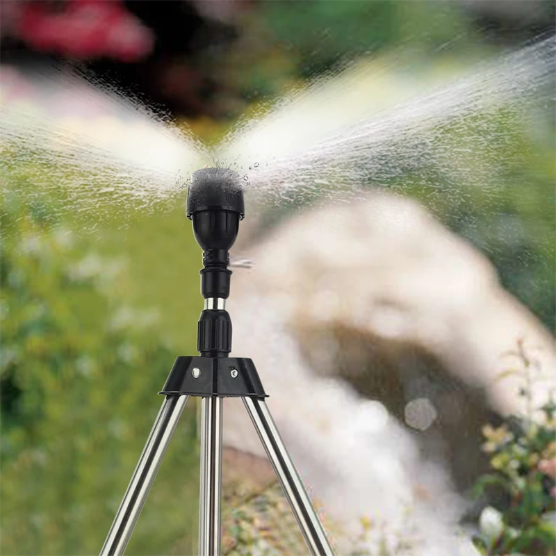 

Functional 360 Rotary Irrigation Sprinkler Head With Tripod Telescopic Support Garden Lawn Watering Automatic Rotating Sprayer