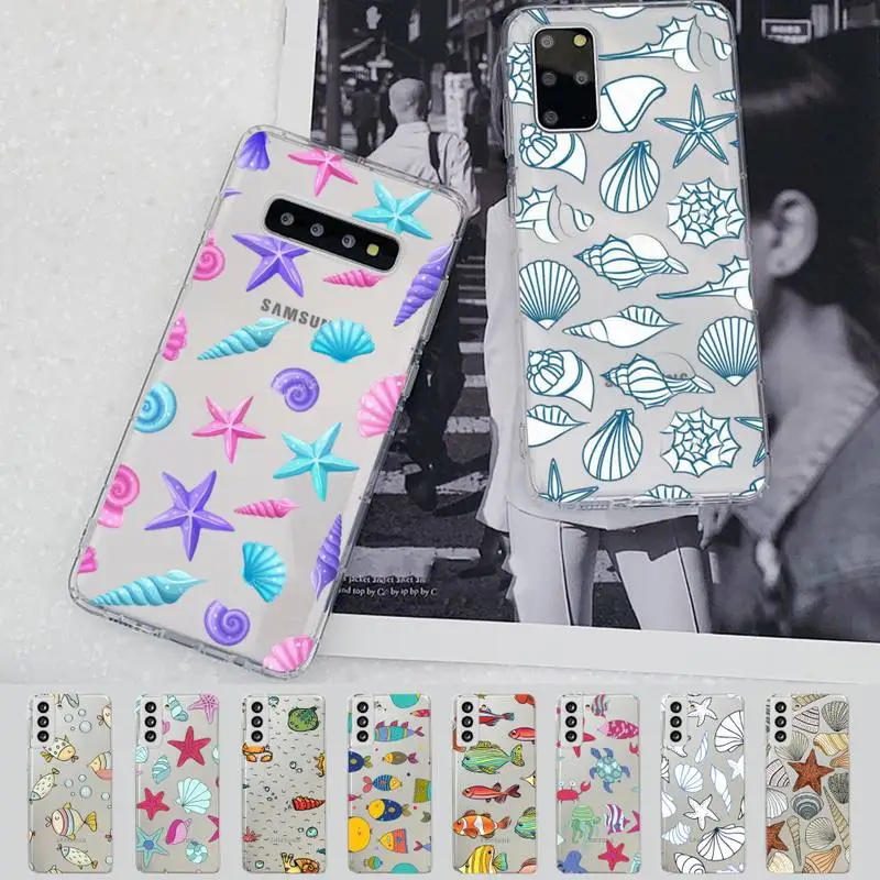 

MaiYaCa Beach Shell Starfish Fish Phone Case for Samsung A51 A52 A71 A12 for Redmi 7 9 9A for Huawei Honor8X 10i Clear Case