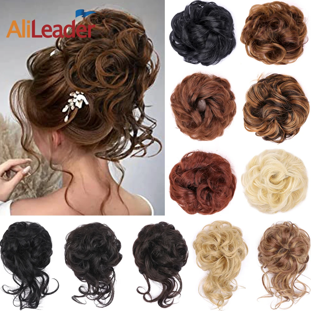 Synthetic Hair Scrunchies Extension Thick Updo Donut Hair Pieces For Kids Women Girls Chignon Ponytail With Elastic Rubber Band
