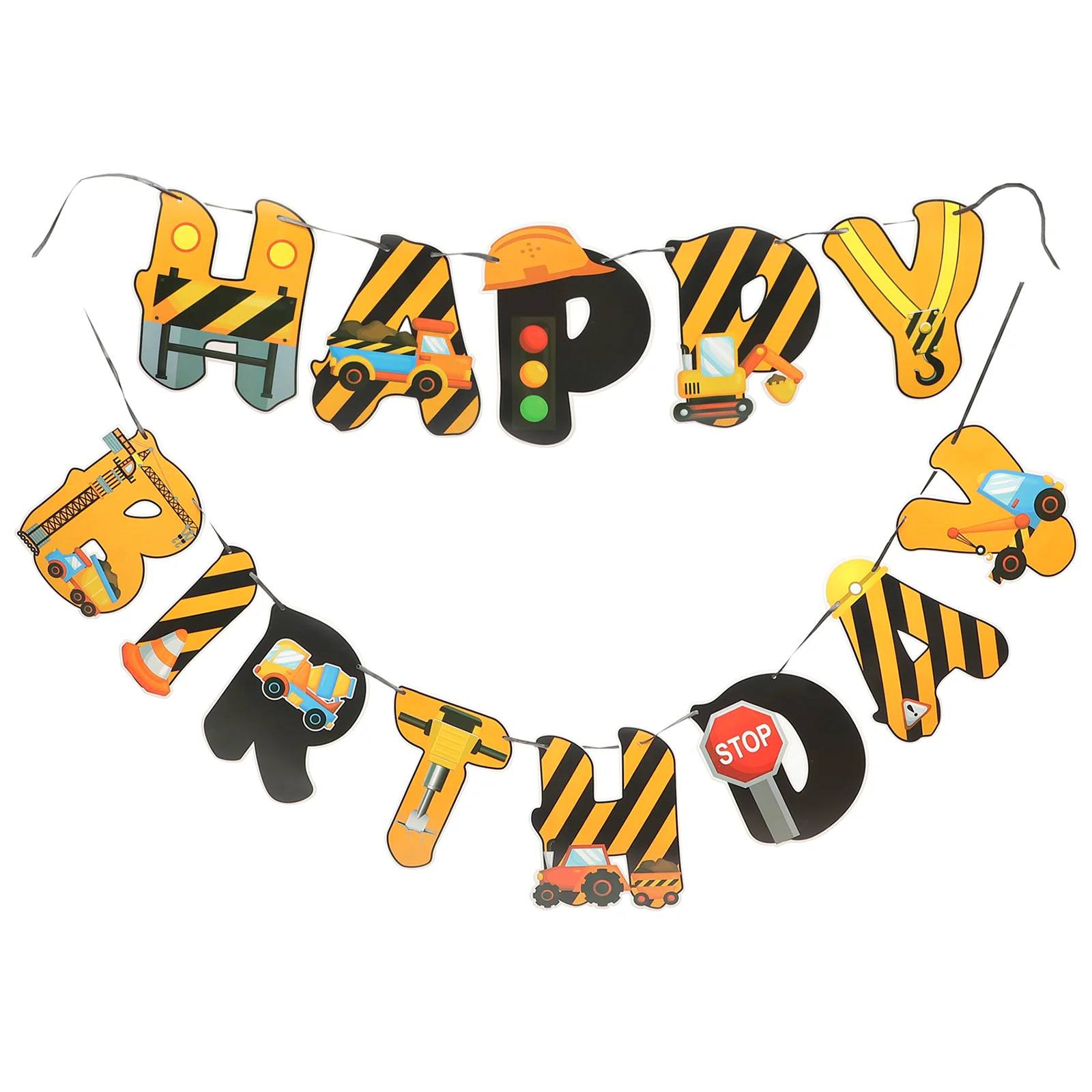 

Детские грузовики, Инженерная техника, подвесной флаг для строительства, украшения на день рождения, буква 20x5 см, бумажные технические прин...