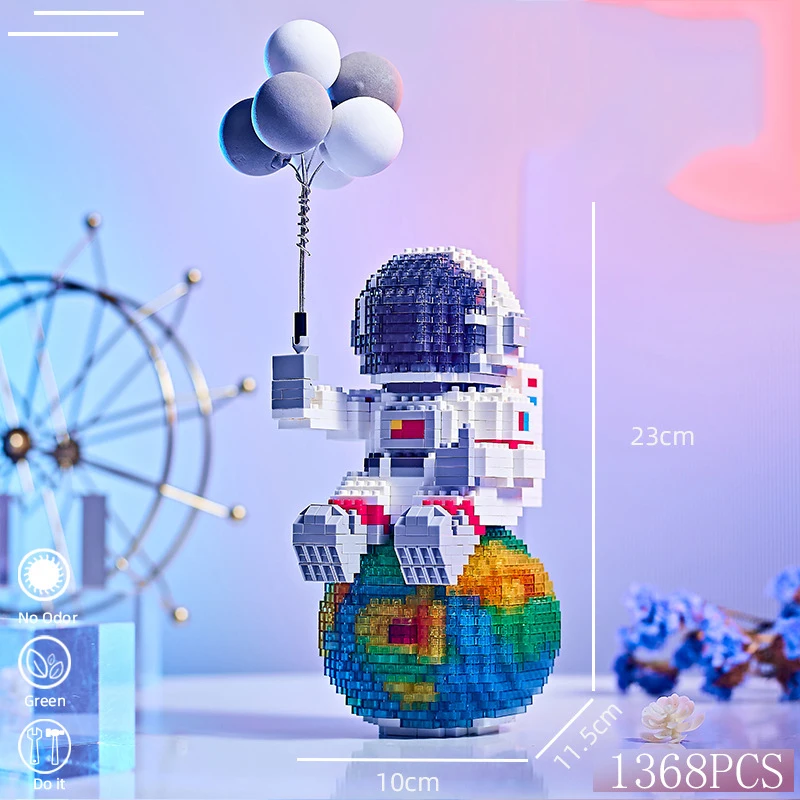

2023 New Astronaut Building Blocks with Light Mini Micro Space Moon Satellite Diamond Block Bricks Constructor Toys for Children