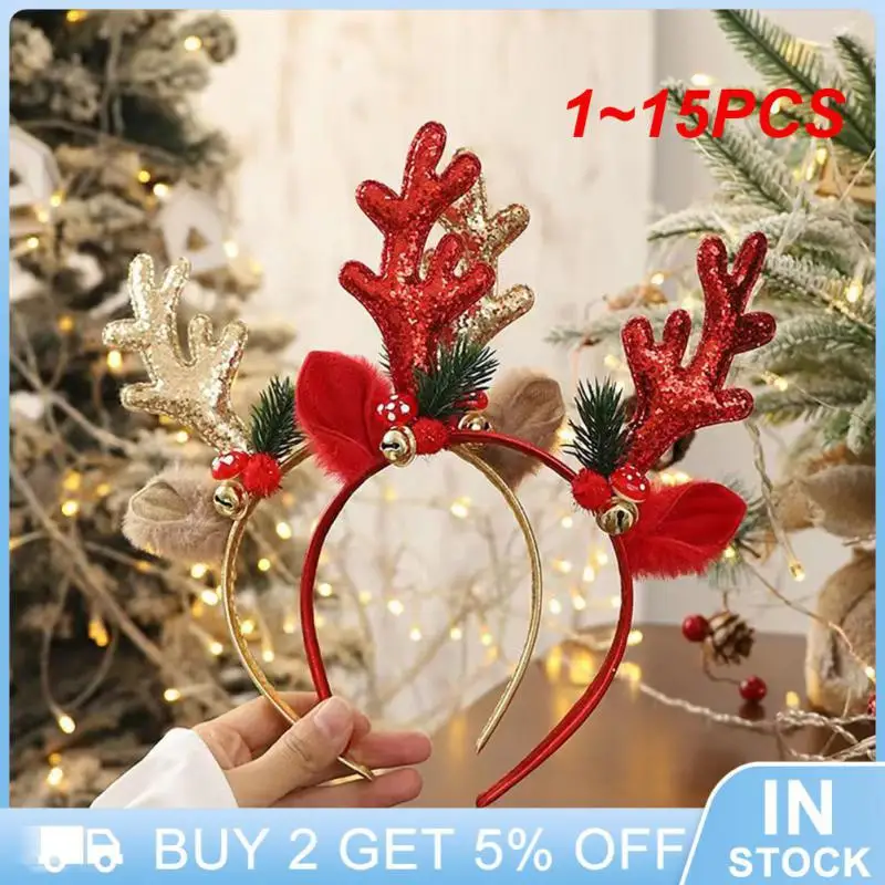 

1~15PCS Christmas Party Cosplay Headband Cute Antlers Christmas Headband With Bells Party Cosplay Headband New Year