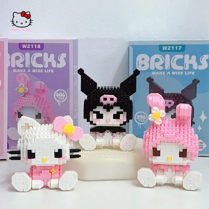 

Sanrio Hello Kitty Building Blocks Kuromi Cinnamoroll Assembled Toys Decorative Ornaments Model My Melody Children's Gifts
