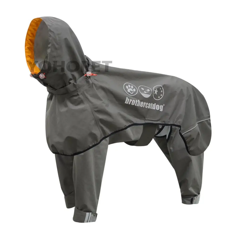 

Dog Raincoat for Large Dogs Split Design Fully Covered Waterproof Pet Rain Poncho with Hood Reflective Outdoor Rain/Snow Jacket