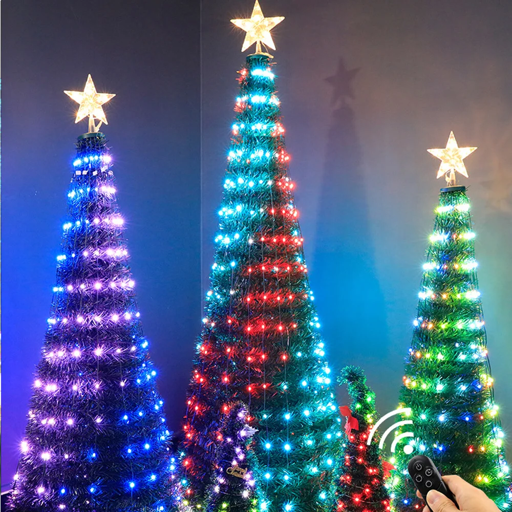 Foldable Led Christmas Tree Light Addressable WS2812B SK6812 IC Fairy Tale Light Remote Holiday Decoration String Wedding