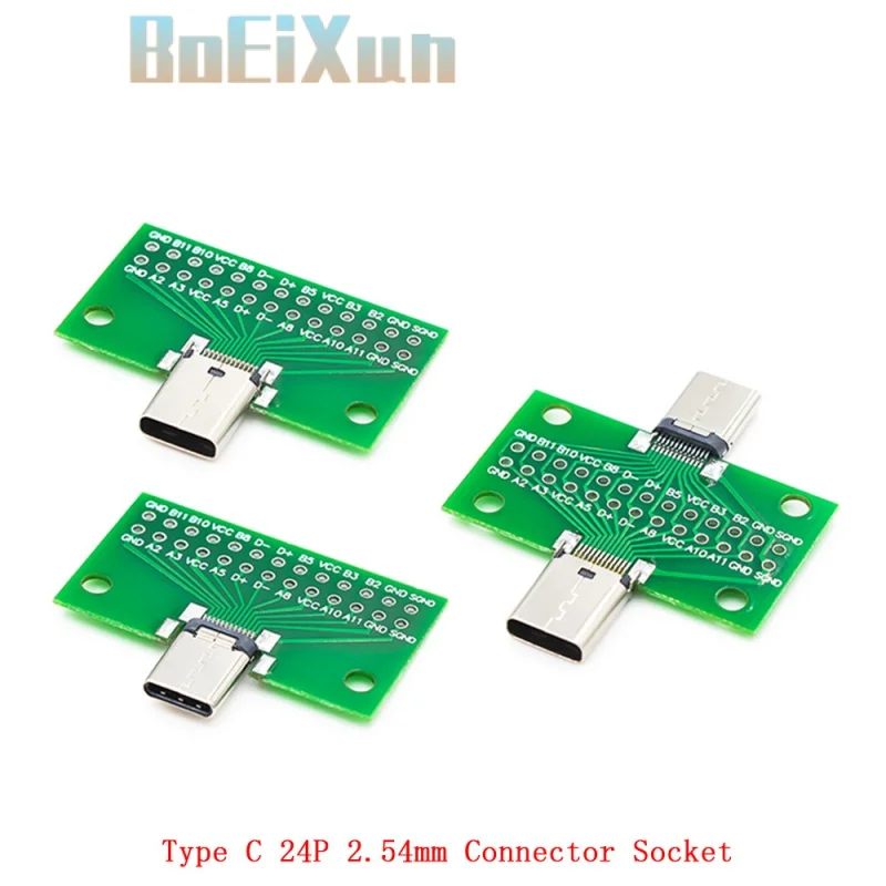 

10pcs Type-C Male to Female USB 3.1 Test PCB Board Adapter Type C 24P 2.54mm Connector Socket For Data Line Wire Cable Transfer