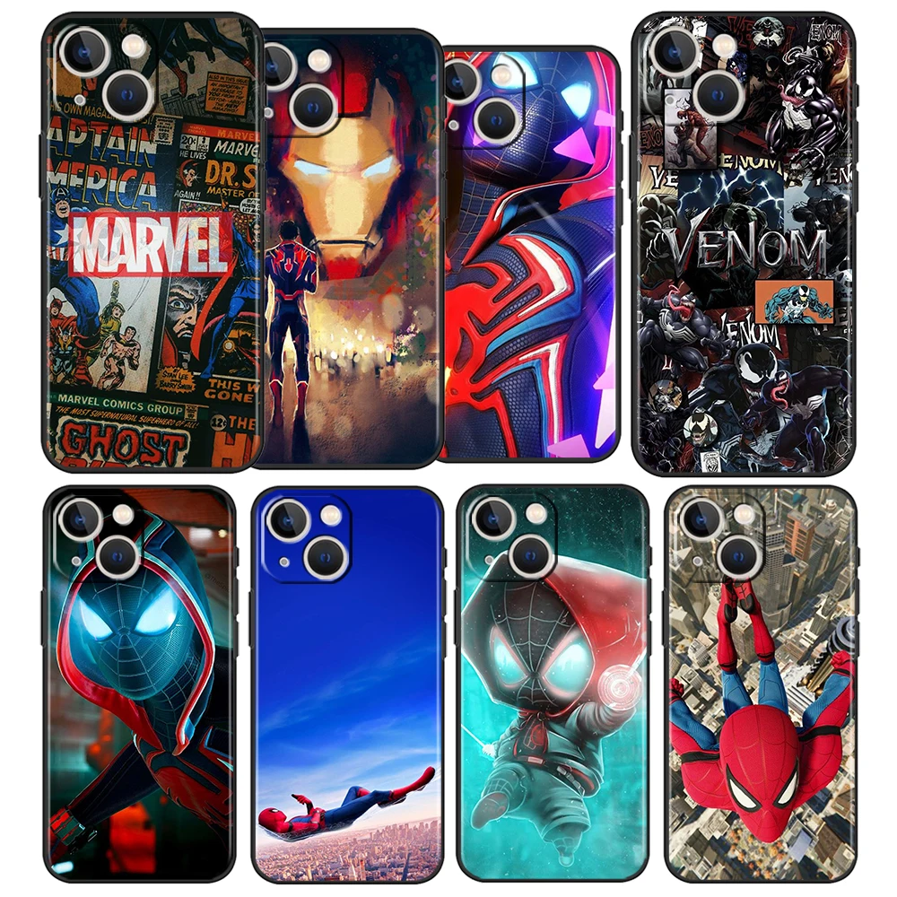 

marvel spiderman movies Phone Case For Apple iPhone 14 13 12 11 Pro Max Mini XS Max X XR 7 8 Plus 5S Silicone Black Shell