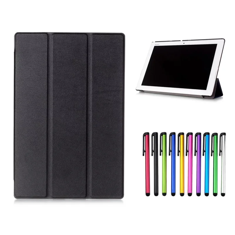 

Smart Magnet Fold Flip PU Leather Funda Case For Sony Xperia Z2 Z3 Z4 Tablet Case Protective Cover + Pen