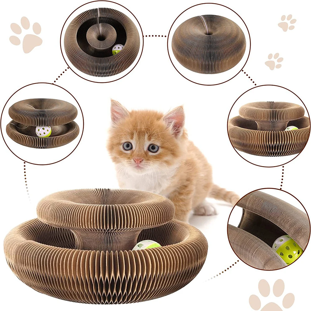 

Magic Organ Cat Scratching Board Round Corrugated Scratching Post Toys Interactive Cat Grinding Claw Scratching Board Foldable