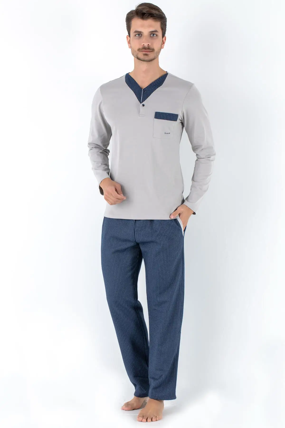 Комплект мужской одежды для сна из 2 предметов, ночные рубашки, пижамы, рубашки, верх и брюки, ночная одежда, пижамы от AliExpress RU&CIS NEW