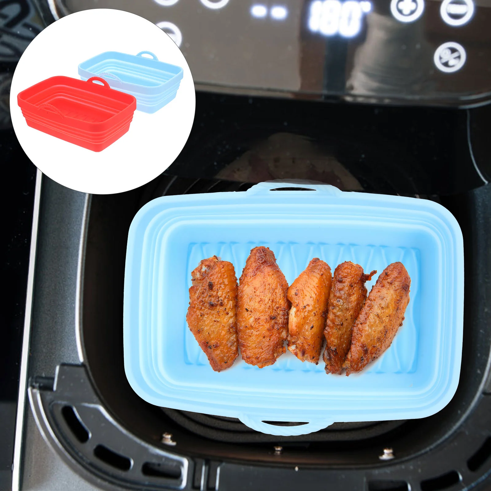 

2Pcs Air Fryer Replaceable Kitchen Silicone Pot Reusable Silicone Pot Silicone Liner For Home for Kitchen