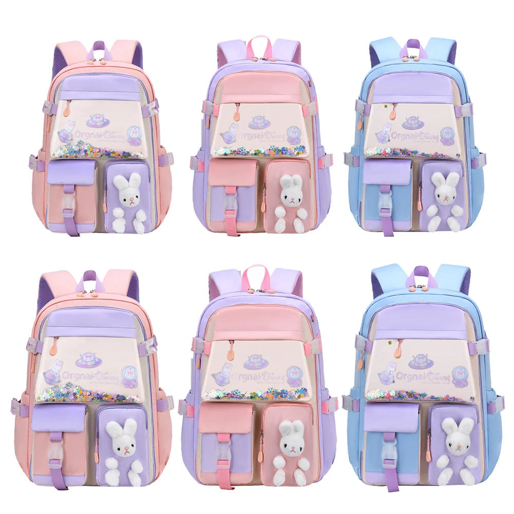 

Cute Bunny Backpack for Girls Teenage Student Kindergarten Princess Shoulder School Bags Cartoon Travel Rucksack Book Bag
