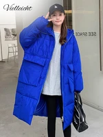 vielleicht 2022 new fashion winter jacket women parkas long coat hooded parkas loose warm snow wear cotton padded winter clothes