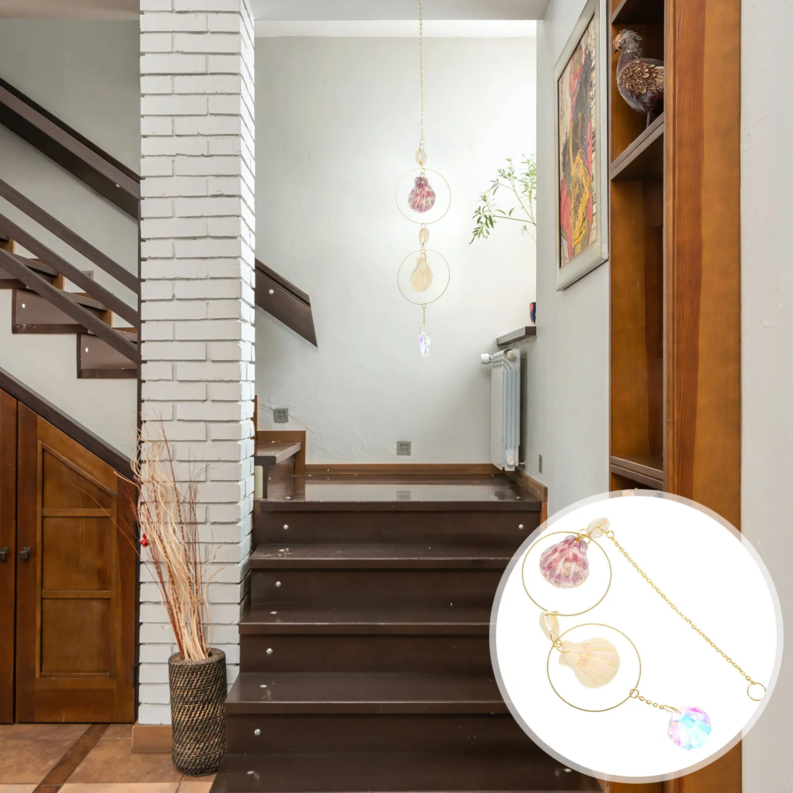 

Natural Crystal Stone Suncatcher Pendant Household Hanging Crystal Charm Pendant Seashell Suncatcher
