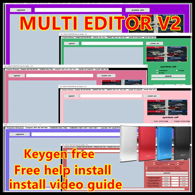 

2023 MULTI EDITOR V2 With free Keygen DPF EGR DTC REMOVER for KIA HYUNDAI DTC OFF EDITOR for TOYOTA DTC&EDIT free help install