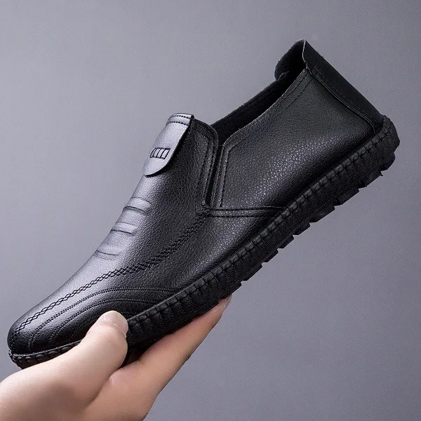 Мужские кожаные повседневные туфли 2022 мягкие лоферы из лапши хлопковая обувь