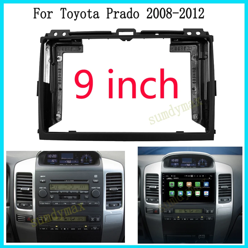 

Автомобильная рама 2din, 9 дюймов, облицовка для Toyota LAND CRUISER Prado 120, автомобильный радиоприемник, адаптер, рамка для CD-панели, облицовка для приборной панели