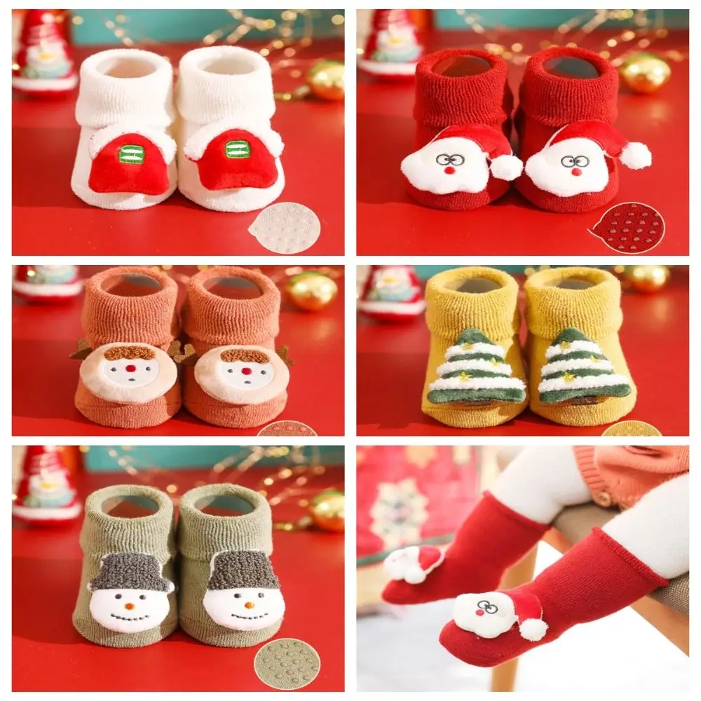 

Детские рождественские носки с Санта-Клаусом, милые носки с изображением лося, снеговика, Мультяшные чулочно-носочные изделия, тканевые аксессуары, хлопковые носки средней длины для детей