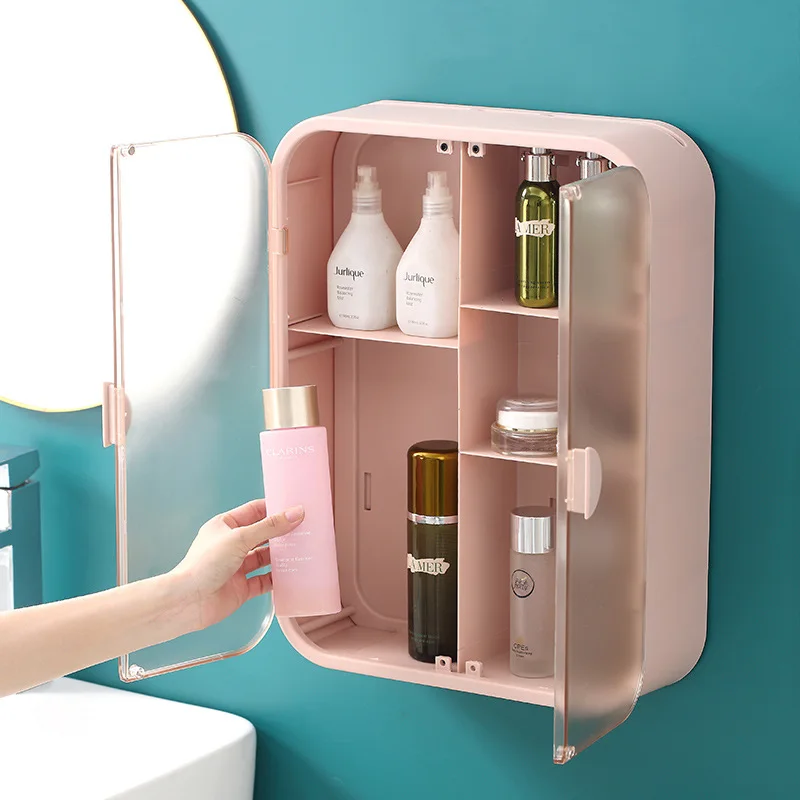 Wall-mounted Cosmetic Storage Box Large Capacity Bathroom Container Waterproof Make Up Organizer Dressing Table Toiletries Rack