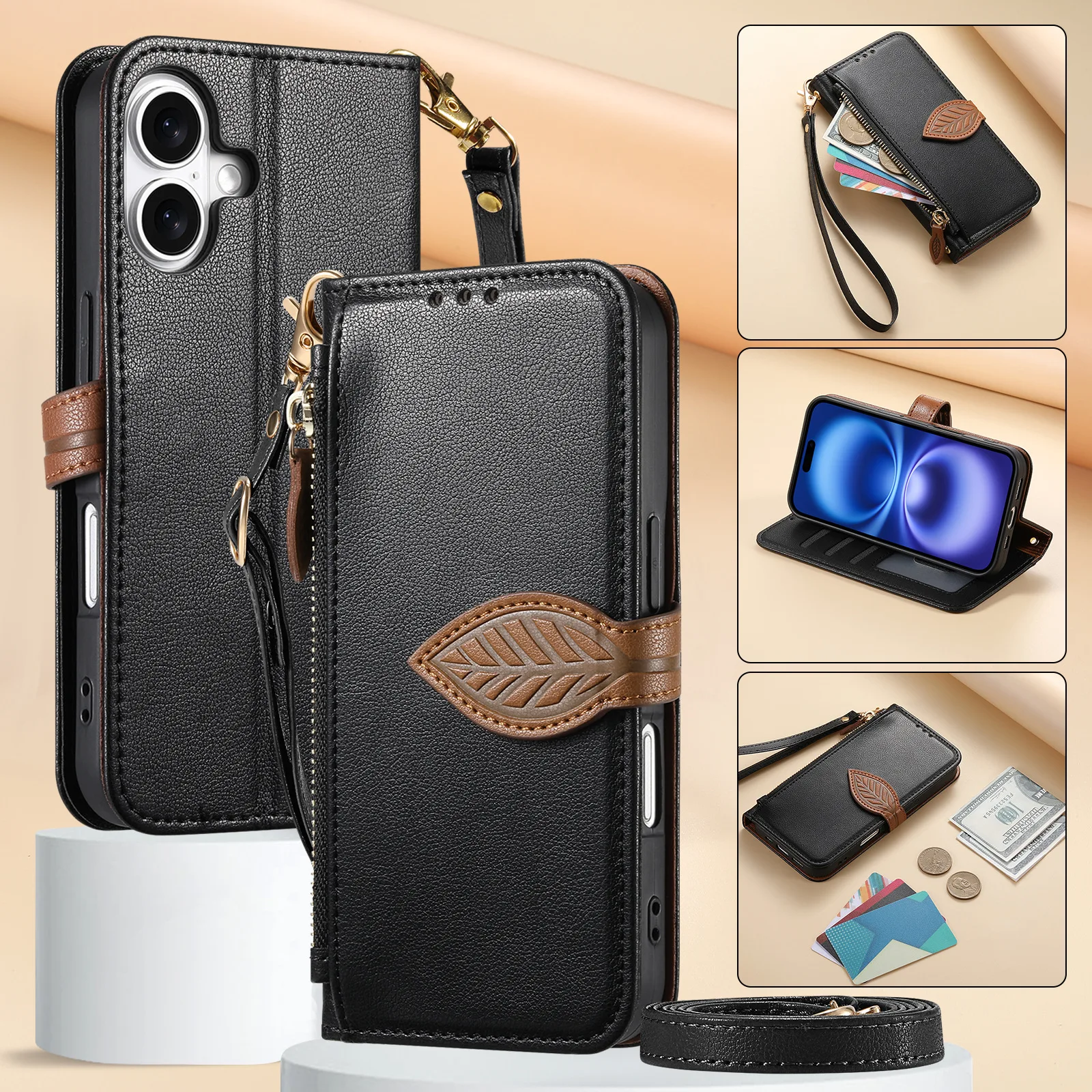 Фото Кожаный чехол-кошелек с левым узором и застежкой-пряжкой для Xiaomi Poco C85 C71 X7 Pro X6 M7 F8 Ultra F7 F5, с отделениями для 3 карт, в виде книжки №3